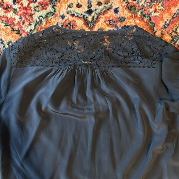 Silk and chiffon blouse with lace Rebecca Taylor size 10 - Picture 2 of 5